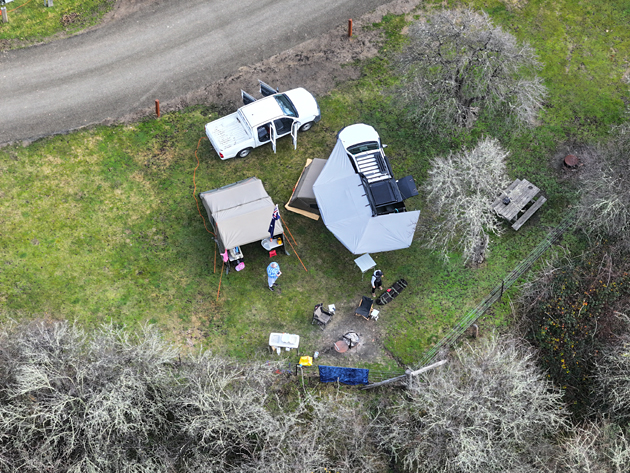 Aerial view of the camp at Hill End, NSW - 08/06/24